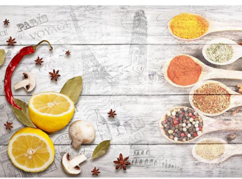 Runa Art Photo Wallpaper Kitchen Spices 352 x 250 cm Non-Woven Wall Art XXL Moderne Living Room Bedroom White Yellow red 9424011c