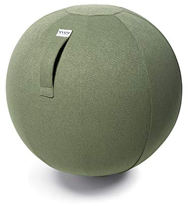 VLUV® BOL SOVA Sitzball Büro Ergonomisch [Atmungsaktiv mit Tragegriff und Wegrollschutz] Waschbarer Stoffbezug | Schwangerschaftsball| Gymnastikball Schwangerschaft Sitzball 65cm
