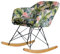 KAWOLA Schaukelstuhl Stella - Moderner Schwingstuhl mit Flamingo-Muster, Polyesterbezug & Eichenholz-Kufen, Stilvolles Metallgestell, 62x73 cm, Perfekt für Wohnzimmer & Leseecke, Stoff-Design, Robust