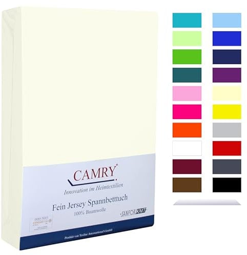 Camry Spannbettlaken 180x200cm - 200x200cm Natur Baumwolle Bettlaken Jersey Spannbetttuch Oeko-Tex 100