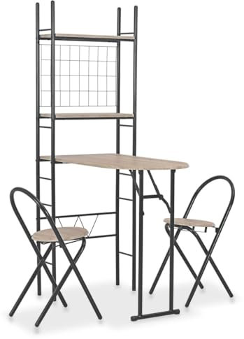 vidaXL Essgruppe mit Ablagefach Bartisch Tresentisch Küchentisch Bistrotisch Küchentheke Küchenbar Frühstückstheke Klappbar MDF Stahl