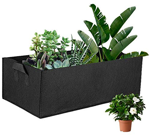 Cherry Juilt 5 Pack Fabric Raised Garden Bed, 1.96 x 0.98 x 0.65ft Breathable Rectangle Garden Bed Planting Grow Bag Planter Container with Handle for VegetablesFlowers and Plants