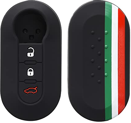kwmobile Custodia Coprichiave Compatibile con Fiat Lancia con 3 tasti pieghevole Cover - Copritelecomando Chiave Auto - Copri Chiavi Macchina Bandiera italiana