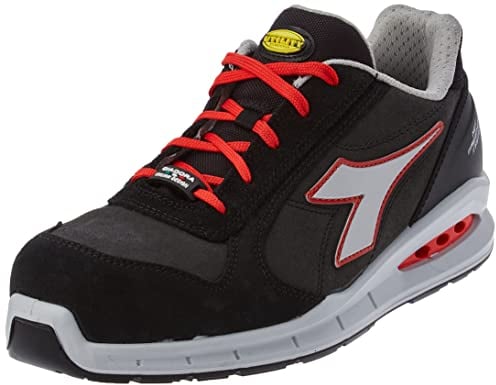 Diadora Run Net Airbox Low S3 SRC, Scarpe da Ginnastica Uomo, C9034 Asfalto Argento Rosso, 42 EU