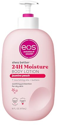eos Shea Better Body Lotion- Jasmine Peach, 24-Hour Moisture Skin Care, Lightweight & Non-Greasy, Made with Natural Shea, Vegan, 16 fl oz