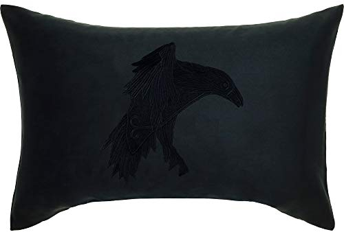 Wikinger Kissen mit Füllung 40x60cm schwarzer Rabe Wikinger Dekoration Odins Rabe Wohnzimmer Dekokissen Nordmann Zierkissen Vikings Fanartikel Sofakissen groß Polsterüberzug | schwarz