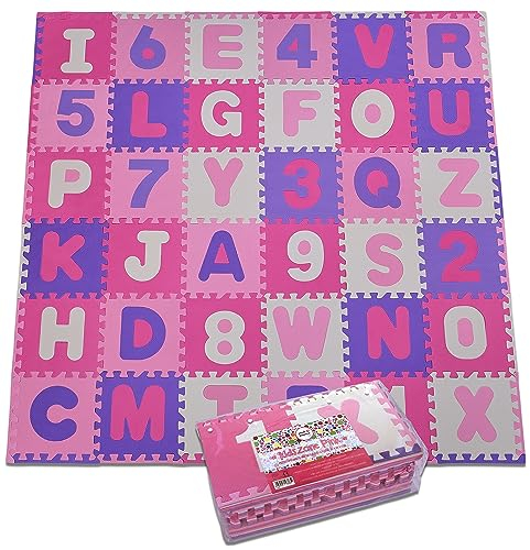 Puzzlematte XXL 110 Teile für Kinder | aus rutschfestem Eva | 3,3m² große Spielmatte Baby inkl. Rand-Teile 30 x 30 x 1 cm | Kinderteppich, Puzzlematte Baby mit Zahlen und Buchstaben inkl. Tasche