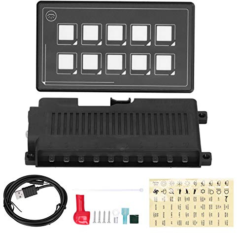 10P Membrane Control Switch Panel Waterproof Bluetooth APP Control, 10 Gang Control Switch Panel with Backlight Module LED Touch Built‑in PPTC for RV Boat
