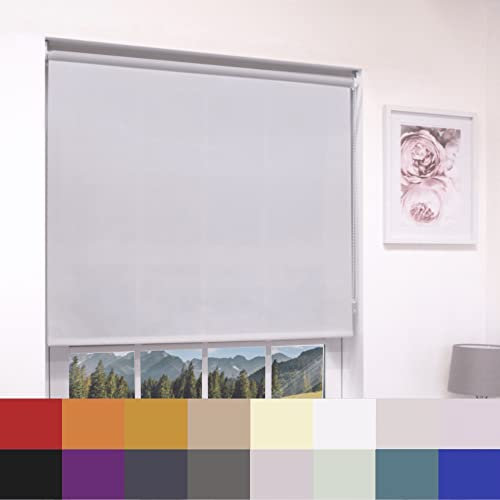 Light Grey Plain Dim Out Fabric Roller Blind Made To Measure Maximum of 60cm Width All Fitting Included Easy FIt Child Safe