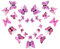 24 Stück 3D Schmetterlinge Deko Schmetterling Wanddeko 3D Schmetterlinge Aufkleber Dekorationen (Rosa)