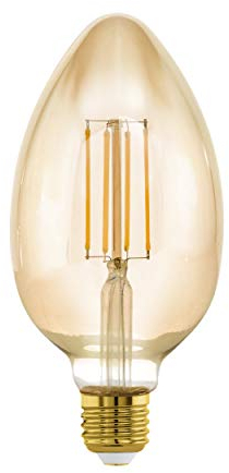EGLO E27 LED Lampe dimmbar, große Amber Vintage Glühbirne Mid Size, Leuchtmittel für Retro Beleuchtung, 4,5 Watt (entspricht 40 Watt), 470 Lumen, warmweiß, 2200k, Edison Birne, B80, Ø 8 cm