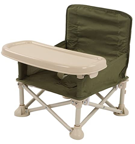 Baby Booster Seat, Zusammenklappbarer Tragbarer Baby Booster Chair mit Abnehmbarem Tablett Sicherheitsgurt Reisehochstuhl mit Tragetasche Indoor für Outdoor Camping Picknicks(Verbessertes Grün)