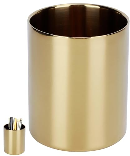 Gold Stift Stift Stift Halter, Bleistift Cup Halter Schreibtisch Organizer Tisch Vasen Blumentopf Edelstahl Make-up Pinsel Halter Blumentöpfe Küchenbesteck Halter für Büro Zuhause (Gold)