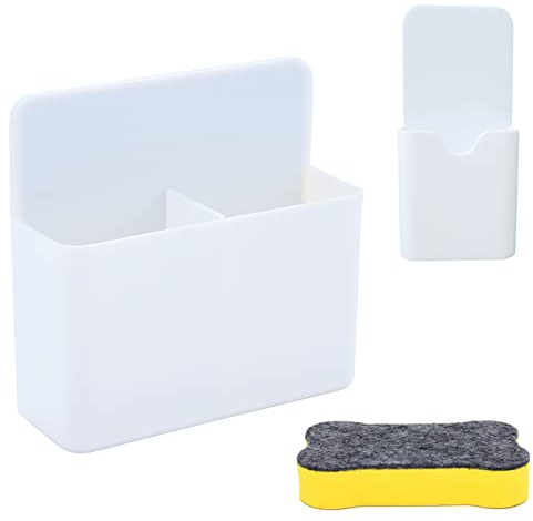 Magnetisch Stiftehalter 12x12.5x4cm Marker Halter 2pcs Stifthalter Magnetisch Whiteboard Schwamm, Organizer Markerhalterung Whiteboard Zubehör Marker Organizer für Magnettafel Kühlschrank Schule Büro