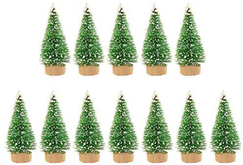 12 Stück Mini Weihnachtsbaum Künstlich Deko - Klein Tannenbaum Miniatur Zeder Tanne Mit Basis, Christbaum Weihnachtsdeko Für Tischdeko Basteln Schaufenster (3.5/4.5/6.5cm Höhe)