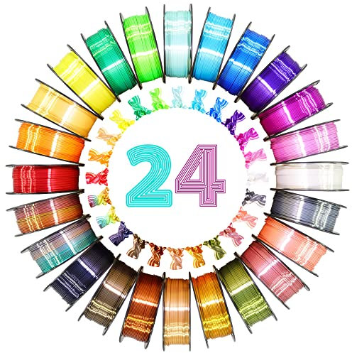 OEM MIKA3D 24 Farben, 1,75 mm, seidenglänzendes PLA-Filament-Set, 24 Seiden-Glanz, schöne helle Farben, jede Spule 0,25 kg, 24 Spulen verpackt, insgesamt 6 kg 3D-Drucker-Filament