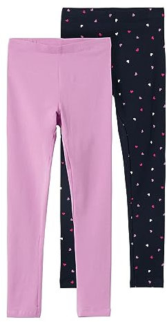 NAME IT Mädchen NKFVIVIAN 2P NOOS Leggings, Violet Tulle/Pack:Dark Sapphire (AOP SMALL Hearts), 158/164
