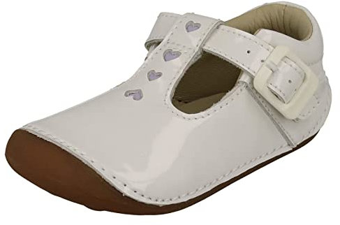 Clarks Tiny Beat T Girls Prewalkers 4.5 White Patent