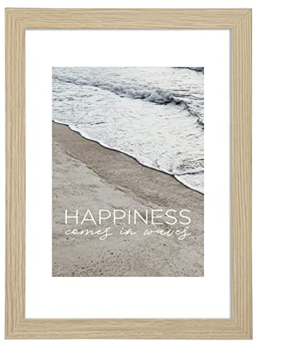 Hama Bilderrahmen „Waves“, 30x40cm (Holzrahmen, Fotorahmen, Hochformat, Querformat, zum Hängen, Hinstellen, Aufsteller, Hängevorrichtung, Bildformat 30 x 40 cm) Eiche