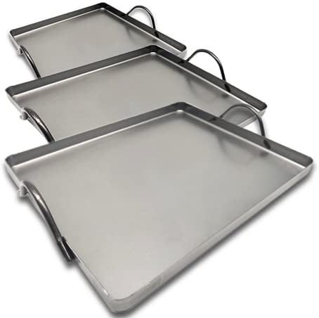 DOJA Barcelona | Herd Backblech | Groß + Mittel + Klein | Emailliertes Ofenblech | Maronen/Kuchen/Pizza | Edelstahl Ofenblech mit Griff | Kuchenblech rechteckig | Grillblech Rechteckig | Kuchenblech