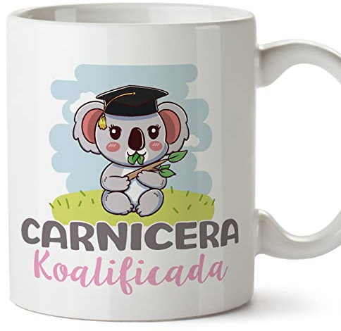 MUGFFINS Tazas para CARNICERA mujer - En Español - Koalificado/koalificada - 11 oz / 330 ml - Regalo original y divertido