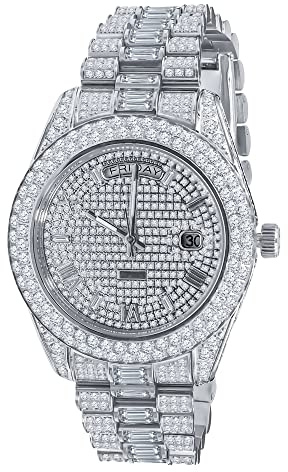 .iced-out. Zirkonia Edelstahl Automatic Uhr - Silber