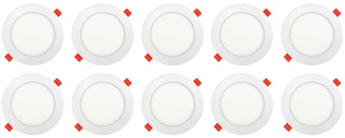 AB Elektro LED Einbaustrahler 230V flach - 10er Set - 9W LED Spot -4200K - 133mm - IP20