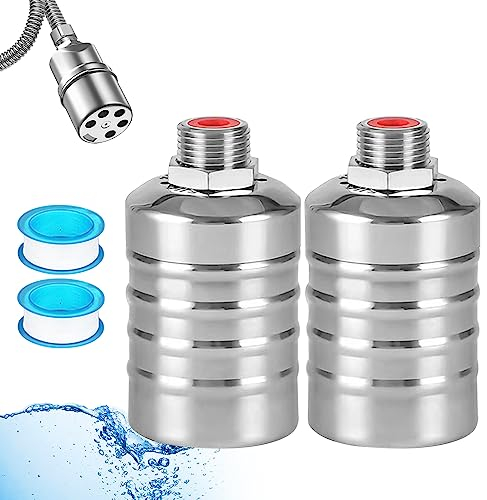 2 Stück Schwimmerventil 3/4 Zoll, Edelstahl Schwimmkugelhahn Automatisches Wasserstandsregelventil mit 2 Dichtungsband für Wassertank, Wassertürme Pools (Typ A, 3/4 Zoll)