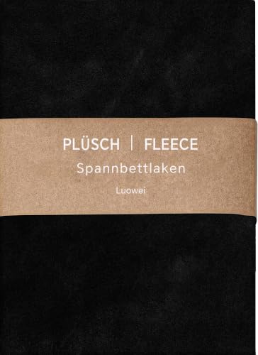 Luowei Winter Warme Spannbettlaken 180x200cm Cashmere Touch Kuschelig Flauschig Plüsch Schwarz Flanell Bettlaken Spannbetttuch für Boxspringbett Topper Matratze bis 30 cm Hohe