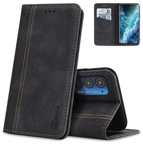 AKABEILA Case for Motorola Edge 40 Neo 5G Case PU Leather Flip Wallet Case with Magnetic Closure Kickstand Card Slots Folio Phone Case Cover Shockproof 6.55 Inch Black
