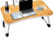 KKTECH Folding Laptop Bed Table Lap Standing Desk Sofa Breakfast Table Bed Tray Laptop Lap Desk with Cup Holder Notebook Stand Steel Legs 60x40x28cm (Wooden)