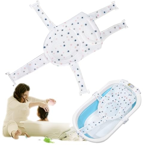 Neugeborenen Badewanne Pad,Baby Dusche Netz,Babywannenkissen Babybadenetz,Baby Badewanne Pad,Badewanneneinsatz Baby mit Mesh Verstellbar,Antirutsch BadeNetz