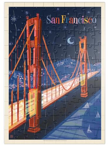 MyPuzzle San Francisco: Golden Gate (Mod Design), Vintage Poster - Premium 100 Teile Puzzle - MyPuzzle Sonderkollektion von Anderson Design Group
