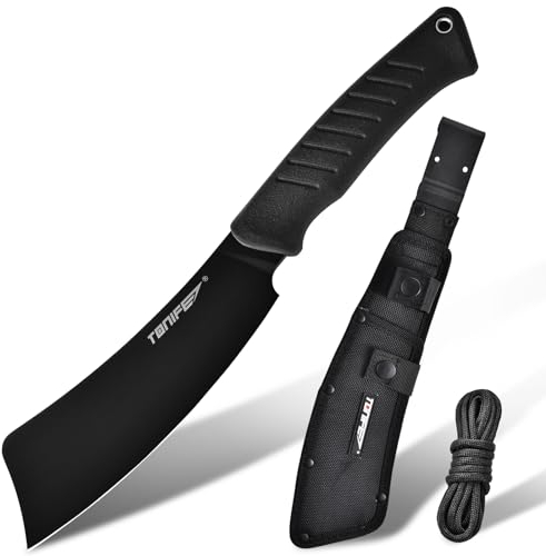 TONIFE Hércules Cuchillo Full Tang Cuchillo de hoja fija con funda y paracord, 8Cr14MoV Hoja de picar para el cuchillo de camping al aire libre Cuchillo de supervivencia