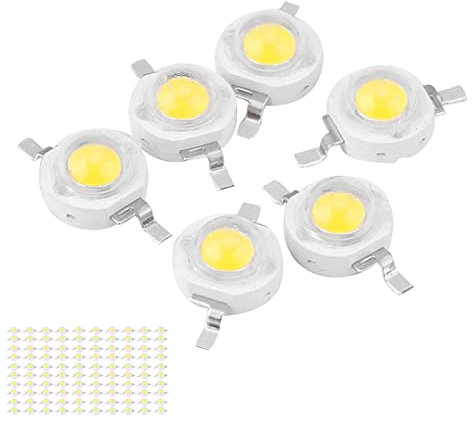 100 Stück 3 W Hochleistungs-SMD-LED-Perlen, Leuchtdiodenchips für DIY-Beleuchtungskörper (Echtweiß 6000-6500K)