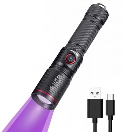 ALONEFIRE SV96 UV-Taschenlampe, 365 nm, wiederaufladbar über USB