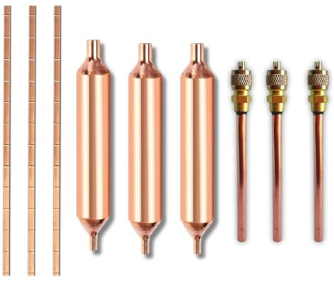Cloud Fire Refrigerator Filter Dryer with Access/Service Valve 、 Phosphor Copper Welding Rod, 9 Tool Kit Hvac 1/4”for Refrigeration Air Conditioner Repair