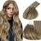 Fshine Haarteil Echthaar Extensions Microring 50cm 50 Strähnen 1g/s Microring Extensions Echthaar Balayage Mittelbraun bis Platinblond Farbe 6 60 6