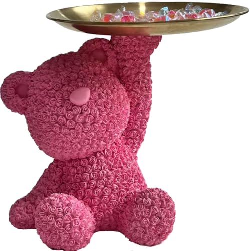 BLOOOK Statue Skulptur,Bär Figur Dekorative Tablett,Geschenk Muttertag Deko für Mütter,Tolle Mutter Beste Mama Geschenke,Mothers Day Gift for Mom,Bären Skulpturen Dekotablett,Schlüsselschale (Rosa)
