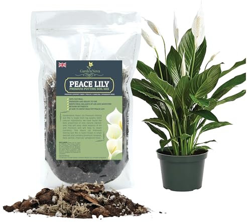 GardenNova's Expert Blend for Peace Lilies: Premium Organic Compost, Bark, Perlite, Charcoal, Sphagnum Ideal for Indoor Plants - [5-Liters Bag]