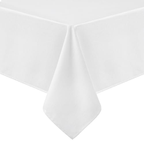 Homaxy Leinendeckeoptik Tischdecke Abwaschbar Eckig 140x300cm, Tischtuch Leinendecke Wasserabweisend Abwischbare, Lotuseffekt Schmutzabweisend Tischwäsche Tafeldecke, Weiß