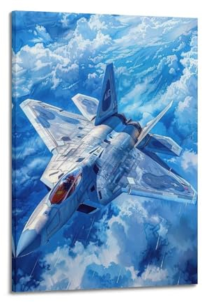 FYRCO Vintage-Poster F-22, Raptor, Stealth-Kampfflugzeug, Kunstwerk, dekoratives Gemälde, Leinwand-Poster, 40 x 60 cm