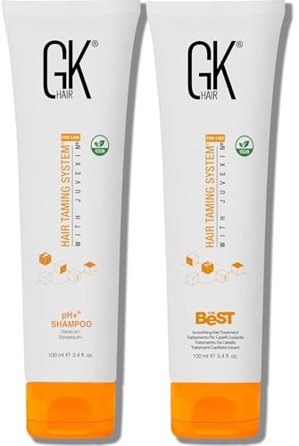 GK HAIR Global Keratin The Best (3.4 Fl Oz/100ml) Smoothing Keratin Hair Treatment With pH+ Clarifying Shampoo (100ml) | The Best Smoothing and Strengthening to make Hair Healthy- All Hair Types