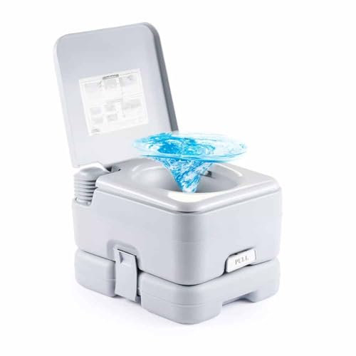 Camping Toilet, 10L Hygienic Double Seal Blade Valve Portable Travel Camping Toilet, Unisex Compost Toilets with Detachable Tanks & Push-Button Operation for Outdoor Camping Fishing Festival Hiking