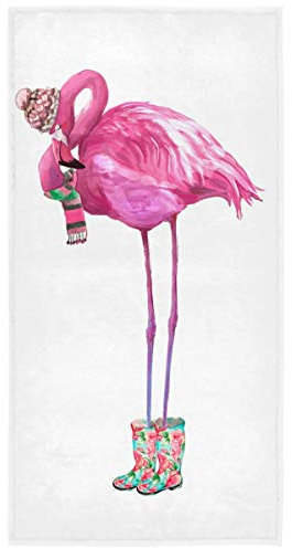 Handtücher Rosa Glamour Flamingo Mit Schal Weihnachten Winter Tiere Badetuch Saugfähiges Schnelltrocknende Handtücher Erwachsene Strandtücher, Für Schwimmbad, Reise, 40x70cm