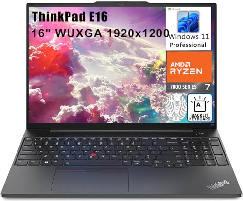 Lenovo ThinkPad E16 16 FHD+ Business Laptop Computer, AMD Octa-Core Ryzen 7 7730U (Beat i7-1355U), 40GB DDR4 RAM, 2TB PCIe SSD, WiFi6, Backlit Keyboard, Fingerprint Reader, Windows 11 Pro Vent-HEA