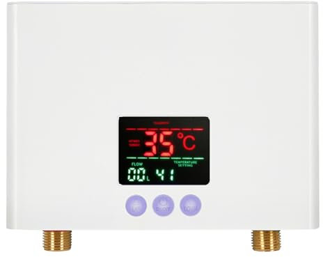 Jargrovs Mini calentador de agua instantáneo,Calentador de agua electrico instantaneo,pequeño calentador de agua instantáneo con pantalla LED de temperatura,calentador de agua de cocina 220V (3KW)