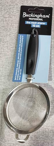 Buckingham Stainless Steel Fine Mesh Strainer Sieve with Easy Grip Black Handle (10 cm)