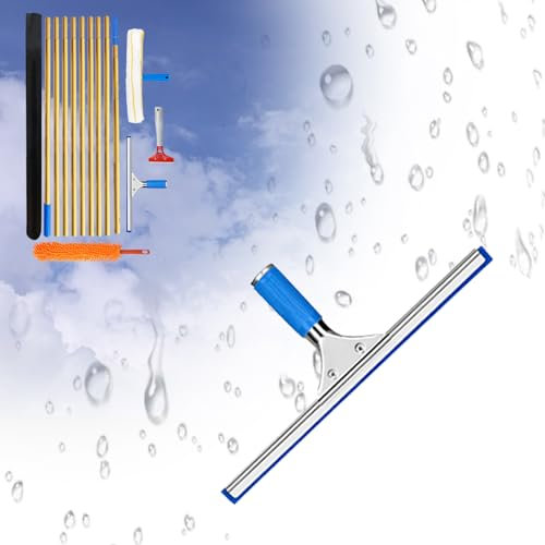 Limpiacristales Profesional con limpiacristales 35cm,Paño de Microfibra extraíble de 35 cm,Plumero,Bolsas,Rascador,Limpia Cristales para Ventanas Altas (9.5m)