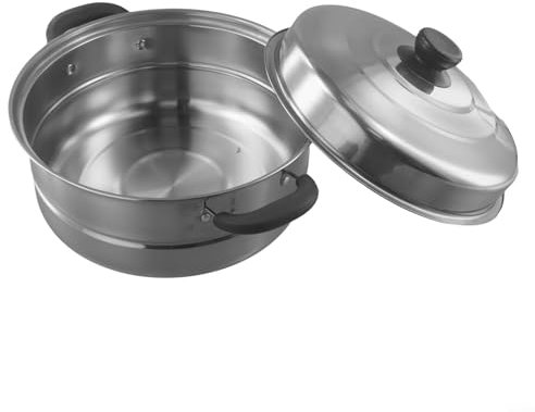 Vaporera profesional de doble capa hecha de acero inoxidable para inducción y cocción a gas (26 cm)